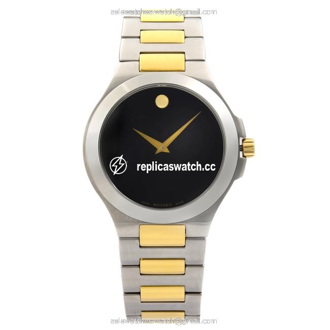 Movado Black Museum Two Tone Steel Dial Quartz Mens 0606181 Watch Movado Black Museum Two Tone Steel Dial Quartz Mens 0606181 Watch