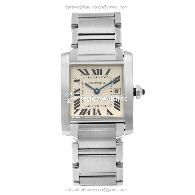 Cartier Steel Roman Tank Francaise Silver Dial Quartz Midsize W51011q3 Watch Cartier Steel Roman Tank Francaise Silver Dial Quartz Midsize W51011q3 Watch
