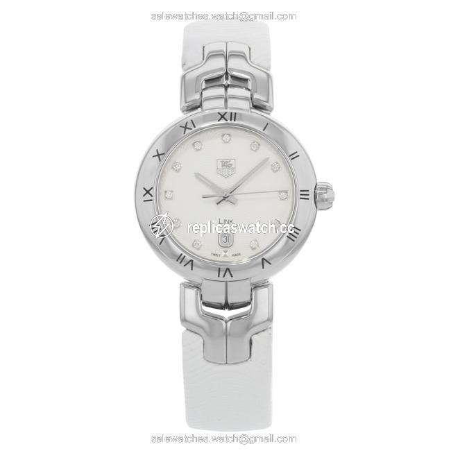 TAG Heuer Silver Dial Link Date Steel Leather Quartz Ladies Wat1411.fc6316 Watch TAG Heuer Silver Dial Link Date Steel Leather Quartz Ladies Wat1411.fc6316 Watch