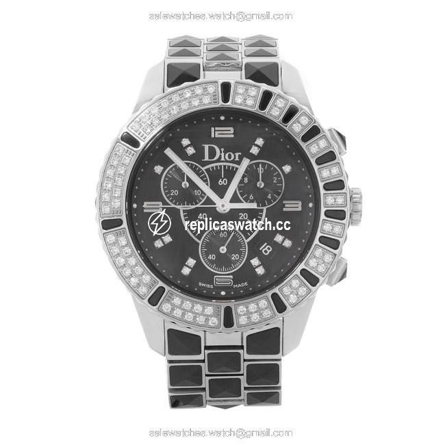 Dior Black Christian Christal Diamond Ceramic Steel Unisex Quartz Watch Dior Black Christian Christal Diamond Ceramic Steel Unisex Quartz Watch