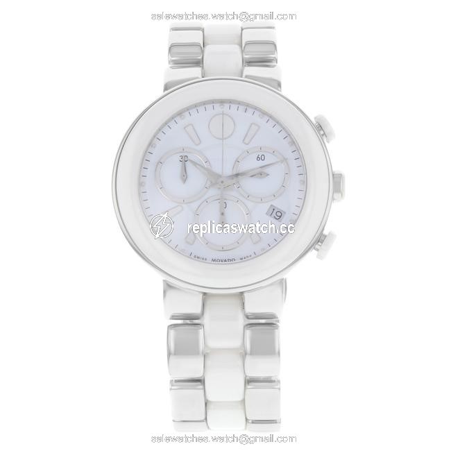Movado White Ceramic Stainless Steel Cerena Quartz Ladies 606758 Watch Movado White Ceramic Stainless Steel Cerena Quartz Ladies 606758 Watch