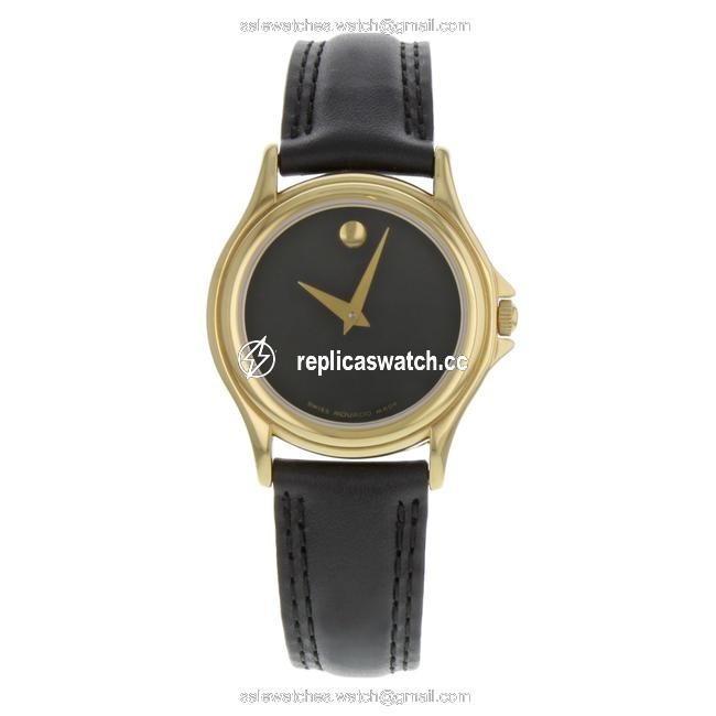 Movado Black Museum Leather Gold Tone Steel Quartz Ladies 690299 Watch Movado Black Museum Leather Gold Tone Steel Quartz Ladies 690299 Watch