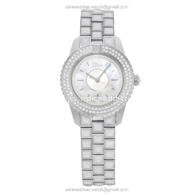 Dior Mother Of Pearl Christal Cd112118m003 Steel & Diamonds Quartz Ladies Watch Dior Mother Of Pearl Christal Cd112118m003 Steel & Diamonds Quartz Ladies Watch