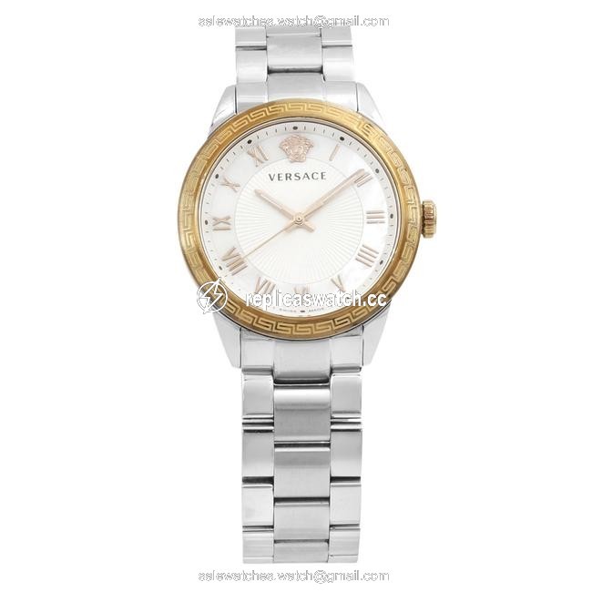 Versace Steel V Sport Mop Dial Plated Bezel Quartz Ladies P6q89fd002 S099 Watch Versace Steel V Sport Mop Dial Plated Bezel Quartz Ladies P6q89fd002 S099 Watch