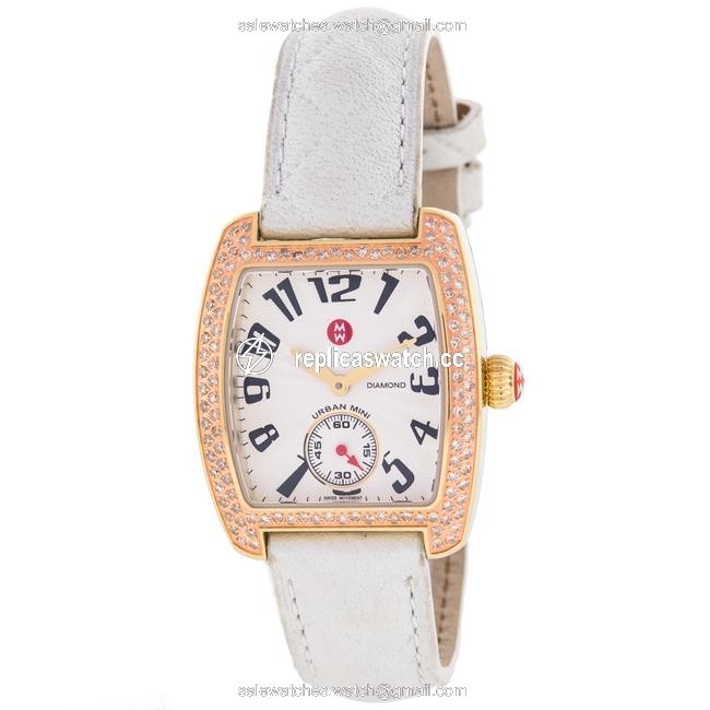 Michele White Urban Mini Dial Diamond Steel Quartz Ladies Watch Michele White Urban Mini Dial Diamond Steel Quartz Ladies Watch