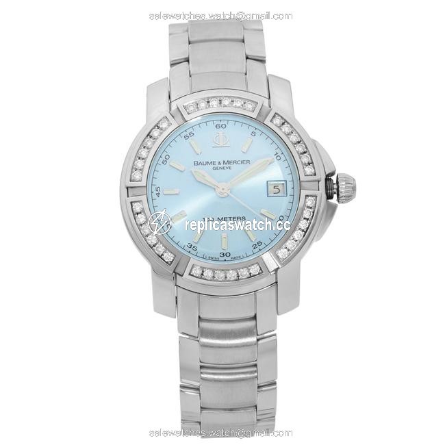 Baume & Mercier Steel Capeland S Diamond Blue Dial Quartz Ladies 65435 Watch Baume & Mercier Steel Capeland S Diamond Blue Dial Quartz Ladies 65435 Watch