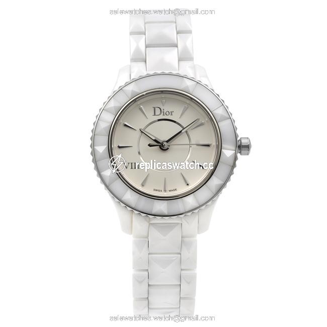 Dior Silvery Opaline Viii White Ceramic Dial Quartz Ladies Watch Dior Silvery Opaline Viii White Ceramic Dial Quartz Ladies Watch
