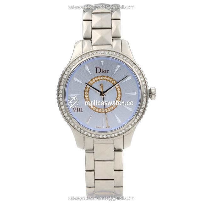 Dior Blue Montaigne Viii Diamond Sunray Dial Ladies Watch Dior Blue Montaigne Viii Diamond Sunray Dial Ladies Watch