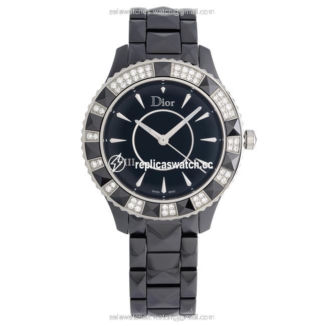 Dior Black Viii Christal Diamond Ceramic Dial Quartz Ladies Watch Dior Black Viii Christal Diamond Ceramic Dial Quartz Ladies Watch