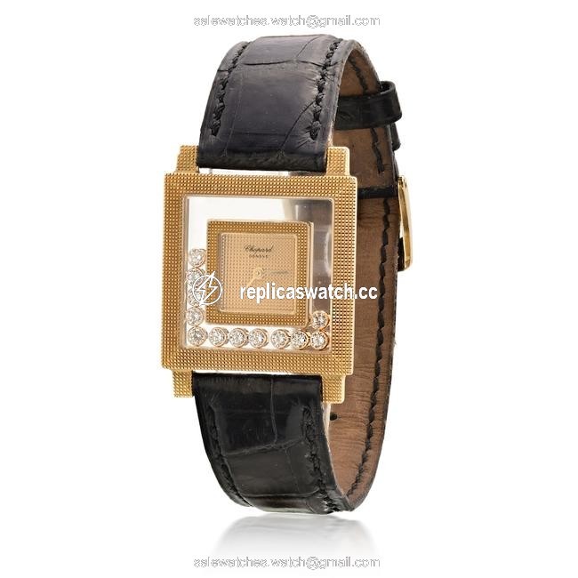 Chopard Gold 18k Yellow Happy Diamonds Square Watch Chopard Gold 18k Yellow Happy Diamonds Square Watch