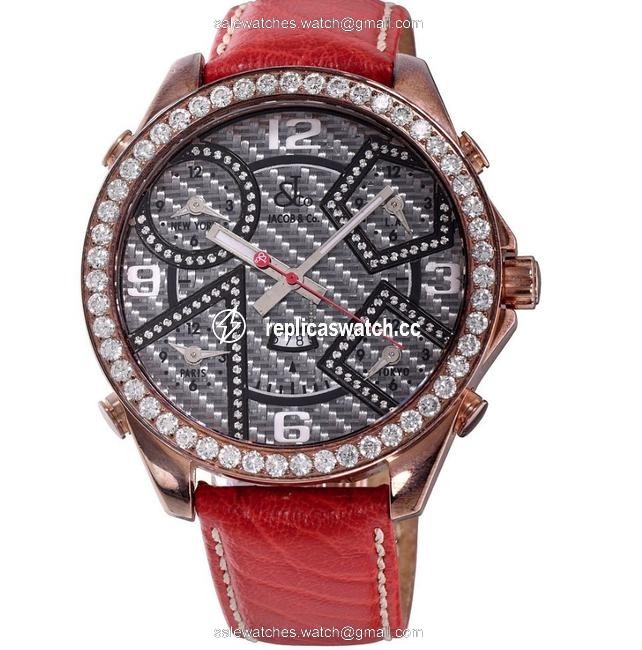 Jacob & Co. Multiple 47 Mm Black Carbon Fiber Diamond Dust Date Display Time Zo Watch Jacob & Co. Multiple 47 Mm Black Carbon Fiber Diamond Dust Date Display Time Zo Watch
