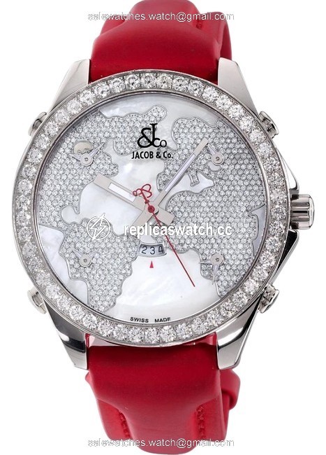 Jacob & Co. Five Time Zone 47mm The World Is Yours Steel Diamonds Watch Jacob & Co. Five Time Zone 47mm The World Is Yours Steel Diamonds Watch