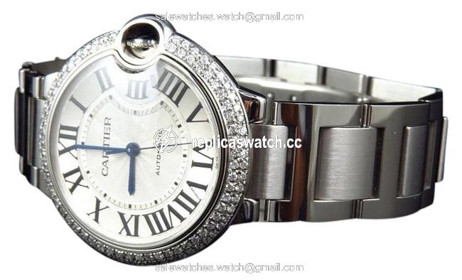 Cartier Mid Size 37 Mm Ballon Bleu W6920046 Diamond with 2.5 Ct Watch Cartier Mid Size 37 Mm Ballon Bleu W6920046 Diamond with 2.5 Ct Watch