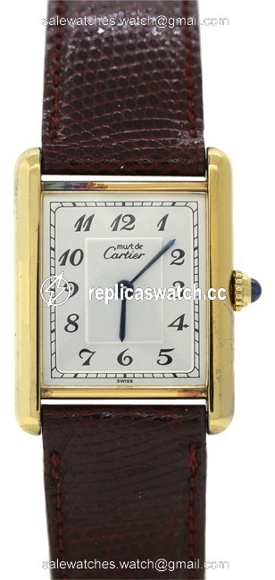 Cartier Brown Sterling Silver Tank Vermeil Mens Or Womens Quartz 580005 Watch Cartier Brown Sterling Silver Tank Vermeil Mens Or Womens Quartz 580005 Watch