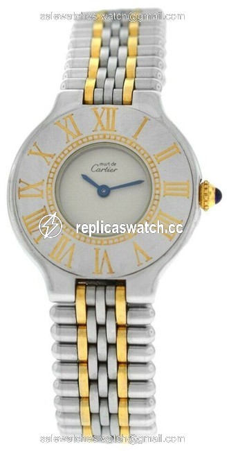 Cartier Gold Silver Ladies Must De Bullet Quartz Steel 28mm Watch Cartier Gold Silver Ladies Must De Bullet Quartz Steel 28mm Watch