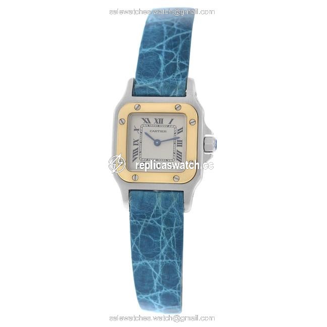Cartier Yellow Gold Silver Ladies Santos Galbee 1567 18k Quartz Watch Cartier Yellow Gold Silver Ladies Santos Galbee 1567 18k Quartz Watch