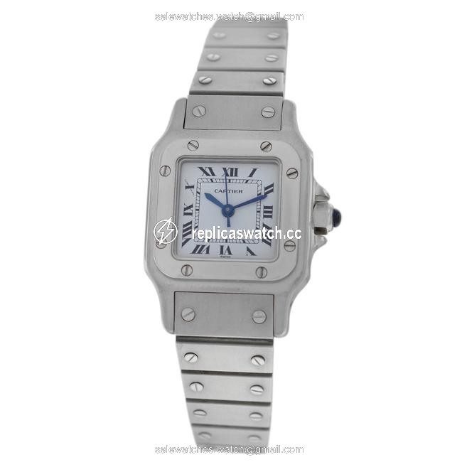 Cartier Silver Ladies Santos Galbee 24mm Steel Watch Cartier Silver Ladies Santos Galbee 24mm Steel Watch