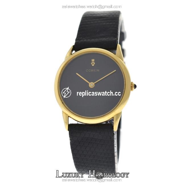 Corum Yellow Gold Ladies Black Dial Solid 18k Mechanical Watch Corum Yellow Gold Ladies Black Dial Solid 18k Mechanical Watch