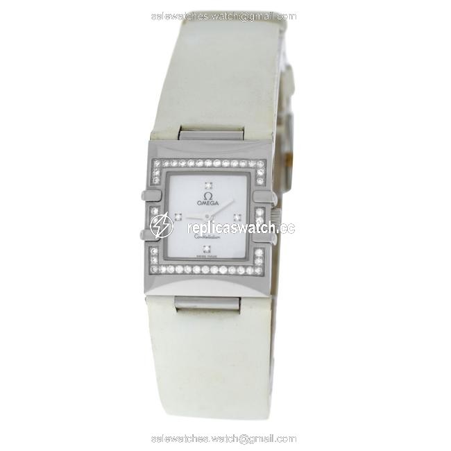Omega Silver Ladies Constellation Quadra 1835.76.56 Quartz Mop Diam Watch Omega Silver Ladies Constellation Quadra 1835.76.56 Quartz Mop Diam Watch