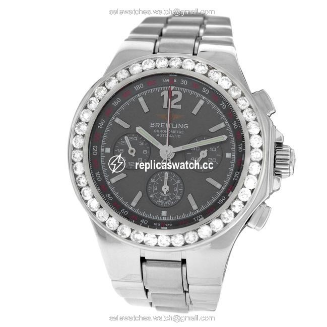 Breitling Silver Mens Hercules A39362 Steel Diamond 45mm Watch Breitling Silver Mens Hercules A39362 Steel Diamond 45mm Watch