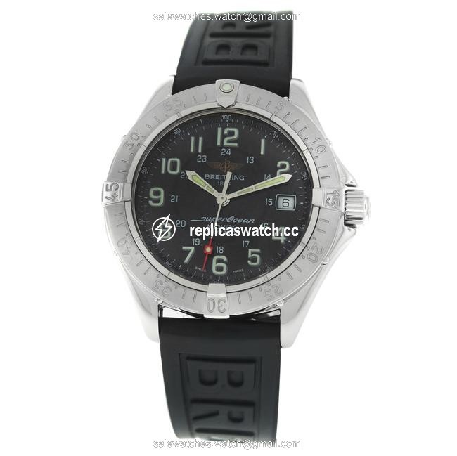 Breitling Silver Mens Superocean A17340 Steel Date 41mm Watch Breitling Silver Mens Superocean A17340 Steel Date 41mm Watch