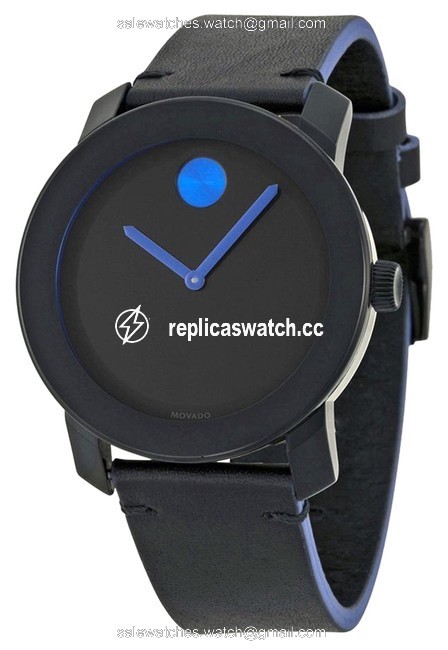 Movado Black Blue Unisex Dial with Accents and Leather Strap Designer Casual Watch Movado Black Blue Unisex Dial with Accents and Leather Strap Designer Casual Watch