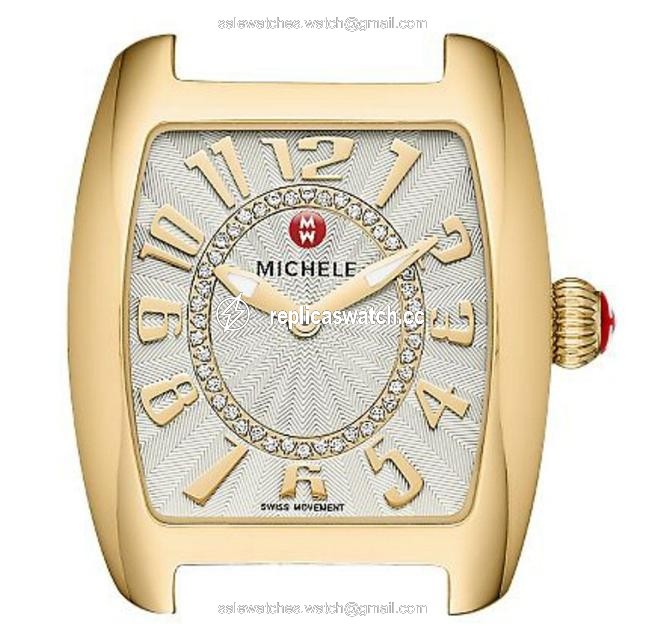 Michele Gold Flash-sale Urban Mini Diamond Dial Alligator-skin Strap Watch Michele Gold Flash-sale Urban Mini Diamond Dial Alligator-skin Strap Watch