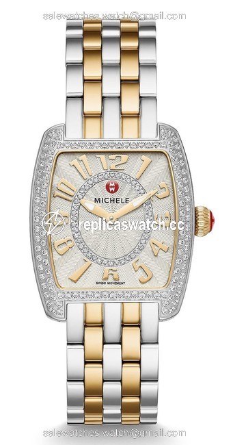 Michele Two Tone Urban Mini 18k Gold Stainless Diamond Mww02a000599 Watch Michele Two Tone Urban Mini 18k Gold Stainless Diamond Mww02a000599 Watch