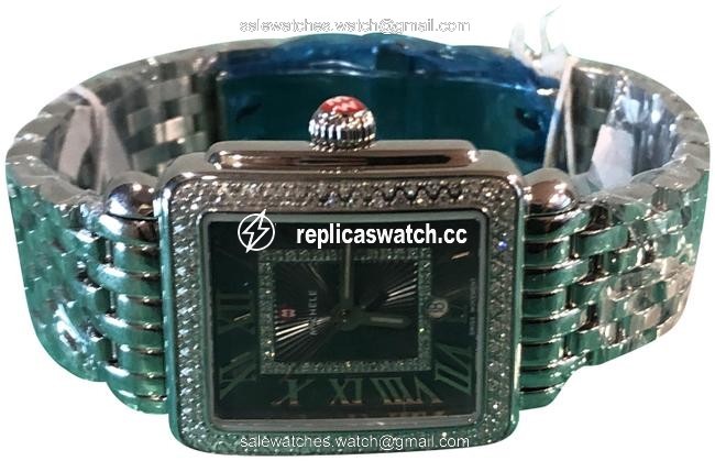 Michele Silver New Deco Madison Mid Diamond Watch Michele Silver New Deco Madison Mid Diamond Watch