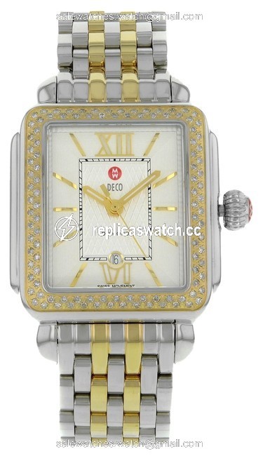 Michele Steel & Gold Tone Deco Mww06t000061 Stainless Quartz Ladies Watch Michele Steel & Gold Tone Deco Mww06t000061 Stainless Quartz Ladies Watch