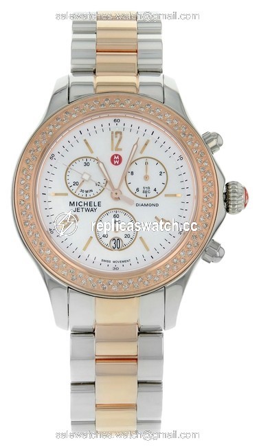 Michele Two-tone Jetway Classic Stainless Quartz Ladies Watch Michele Two-tone Jetway Classic Stainless Quartz Ladies Watch