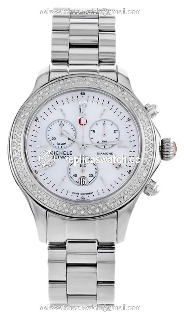 Michele Silver Jetway Classic Mww17c000007 Steel & Diamonds Quartz Ladies Watch Michele Silver Jetway Classic Mww17c000007 Steel & Diamonds Quartz Ladies Watch