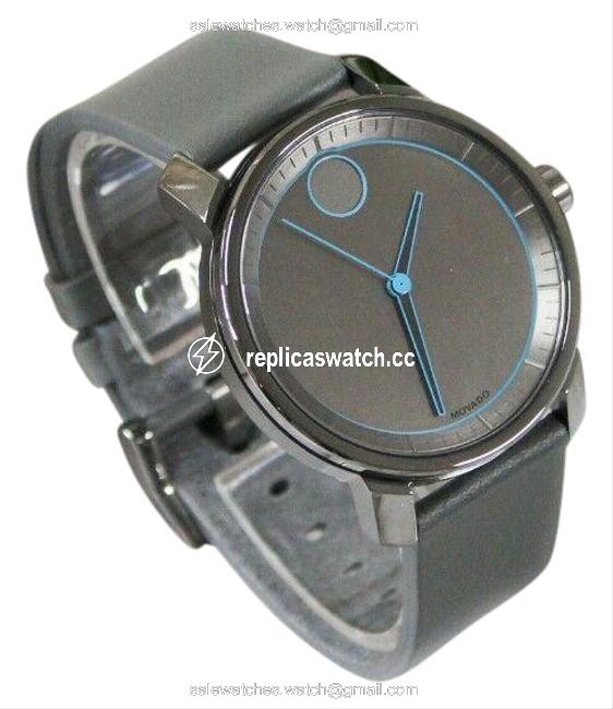 Movado Gray Bold Stainless Steel Leather Strap Blue Detail Wrist (3600490) Watch Movado Gray Bold Stainless Steel Leather Strap Blue Detail Wrist (3600490) Watch