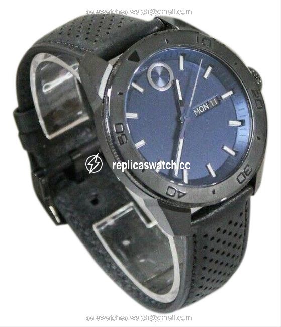 Movado Black Leather Bold Sport Stainless Steel Blue Dial Wrist (3600495) Watch Movado Black Leather Bold Sport Stainless Steel Blue Dial Wrist (3600495) Watch