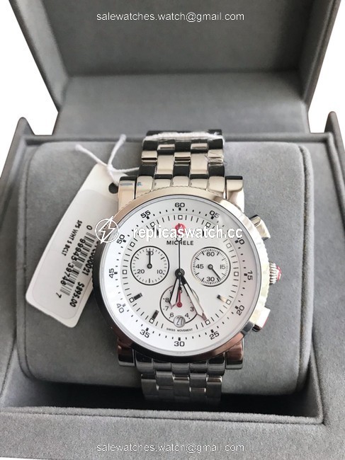 Michele Silver/ White Three-eye Chronograph Mww01c000021 Watch Michele Silver/ White Three-eye Chronograph Mww01c000021 Watch