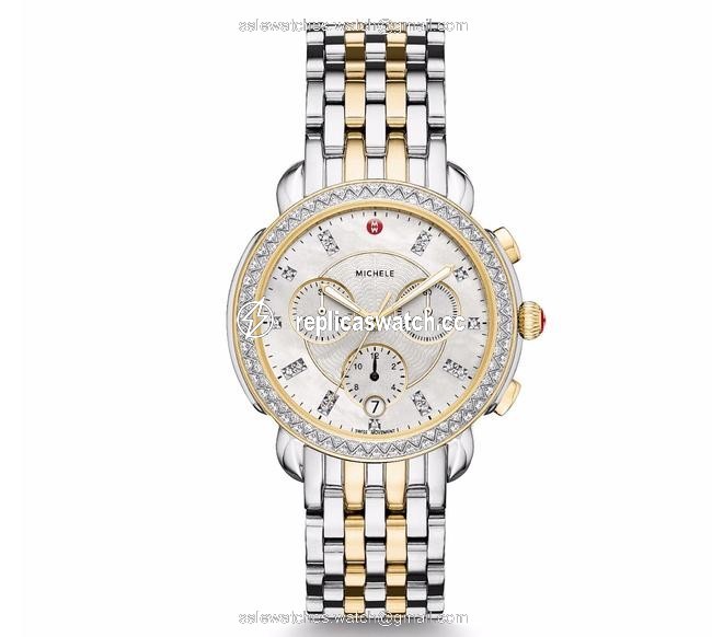 Michele Two-tone Gold and Silver with Diamonds New Sidney Ladies (Mww30a000005) Watch Michele Two-tone Gold and Silver with Diamonds New Sidney Ladies (Mww30a000005) Watch