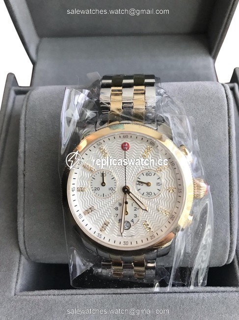 Michele Gold/ Silver Uptown Diamond Dial Two Tone Gold/ Mww25a000002 Watch Michele Gold/ Silver Uptown Diamond Dial Two Tone Gold/ Mww25a000002 Watch