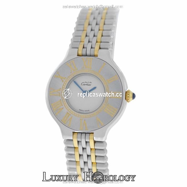 Cartier Two Tone Ladies Must De Quartz 18k Gold Steel Bullet Bracelet 28mm Watch Cartier Two Tone Ladies Must De Quartz 18k Gold Steel Bullet Bracelet 28mm Watch
