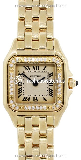 Cartier Yellow White Panthere 18k Gold Diamond Bezel Ladies Watch Cartier Yellow White Panthere 18k Gold Diamond Bezel Ladies Watch