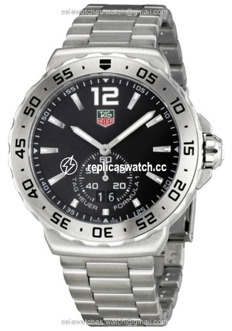 TAG Heuer Silver Formula One Grande Date Black Dial Stainless Steel Mens Watch TAG Heuer Silver Formula One Grande Date Black Dial Stainless Steel Mens Watch