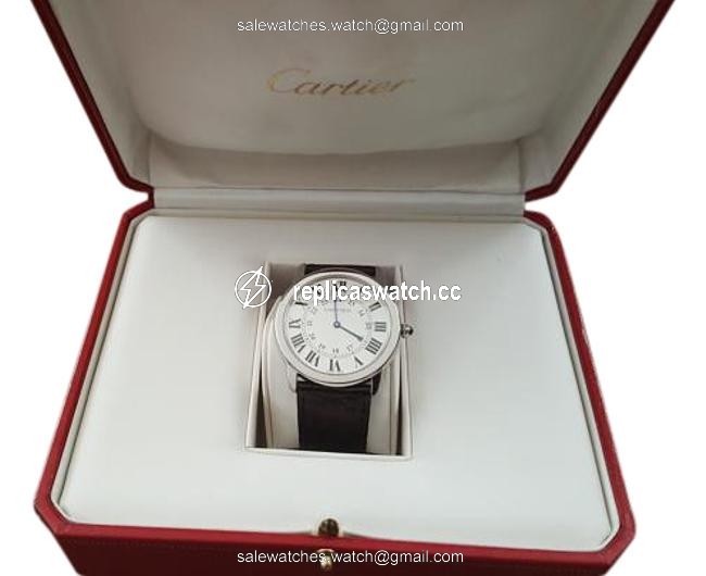 Cartier White Stainless Black Alligator Leather Strap Ronde Solo 2934 Watch Cartier White Stainless Black Alligator Leather Strap Ronde Solo 2934 Watch