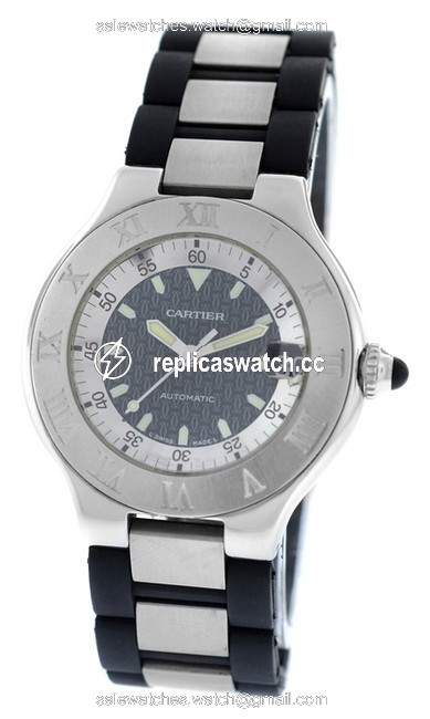 Cartier Must 21 Autoscaph 2427 Stainless Steel Rubber Watch Cartier Must 21 Autoscaph 2427 Stainless Steel Rubber Watch