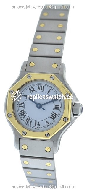 Cartier Santos Octagon 18k Gold & Stainless Steel Watch Cartier Santos Octagon 18k Gold & Stainless Steel Watch