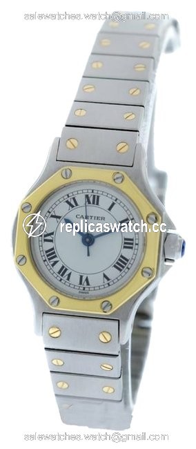 Cartier Santos Octagon 18k Gold & Stainless Steel Watch Cartier Santos Octagon 18k Gold & Stainless Steel Watch