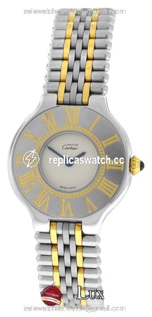 Cartier Must De 21 Steel 18k Gold 125000p Bullet Bracelet Quartz Watch Cartier Must De 21 Steel 18k Gold 125000p Bullet Bracelet Quartz Watch