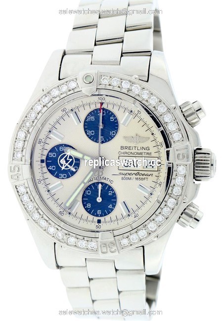 Breitling W Chrono Superocean Day Date 42mm A13340 W/Diamond Bezel Watch Breitling W Chrono Superocean Day Date 42mm A13340 W/Diamond Bezel Watch