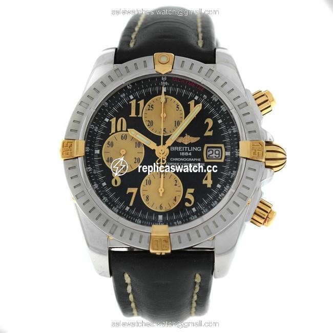Breitling Gold Silver Chronomat B13356 Mens Stainless Steel Date Watch Breitling Gold Silver Chronomat B13356 Mens Stainless Steel Date Watch