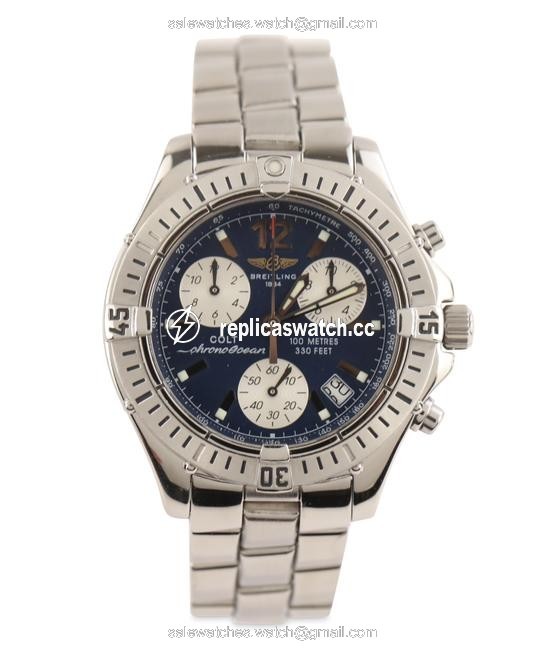 Breitling Silver Colt Quartz Stainless Steel Sports Watch Breitling Silver Colt Quartz Stainless Steel Sports Watch