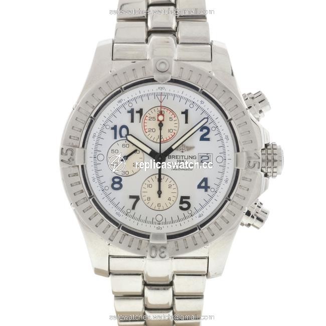 Breitling White Super Avenger A13370 48mm Stainless Steel Watch Breitling White Super Avenger A13370 48mm Stainless Steel Watch