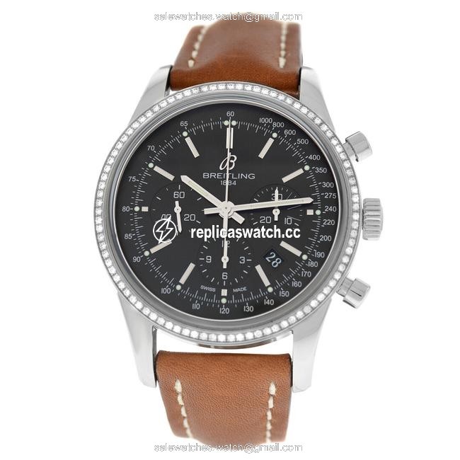 Breitling Silver Transocean Chronograph Ab015253/Ba99-433x Men Diamond 43mm Watch Breitling Silver Transocean Chronograph Ab015253/Ba99-433x Men Diamond 43mm Watch